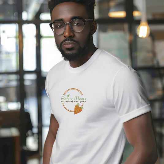 Pete's Meals Brand Identity logo on T-shirt