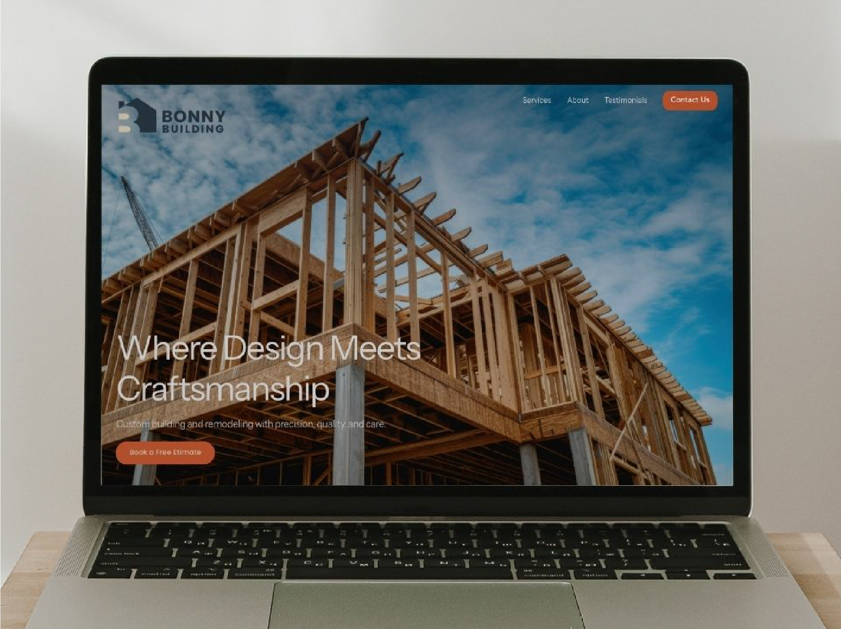 Brand identity design for Bonney Building website mockup